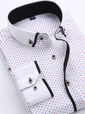 Men's Dress Shirt Button Down Shirt Collared Shirt Polka Dot Turndown Black White Red Navy Blue Blue Outdoor Work Long Sleeve Button-Down Print Clothing Apparel Fashion Streetwear Cool Business