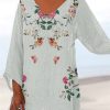 3D Printed Animal Nature Scenery V-neck Nine-quarter Sleeve Loose T-shirt