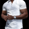 Men's T shirt Tee Waffle Polo Shirt Tee Top Plain Stand Collar Street Vacation Short Sleeves Clothing Apparel Fashion Designer Basic